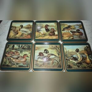 6 Vintage Coasters Pimpernel "Game Birds" or "Water Fowl" themed drink Coasters